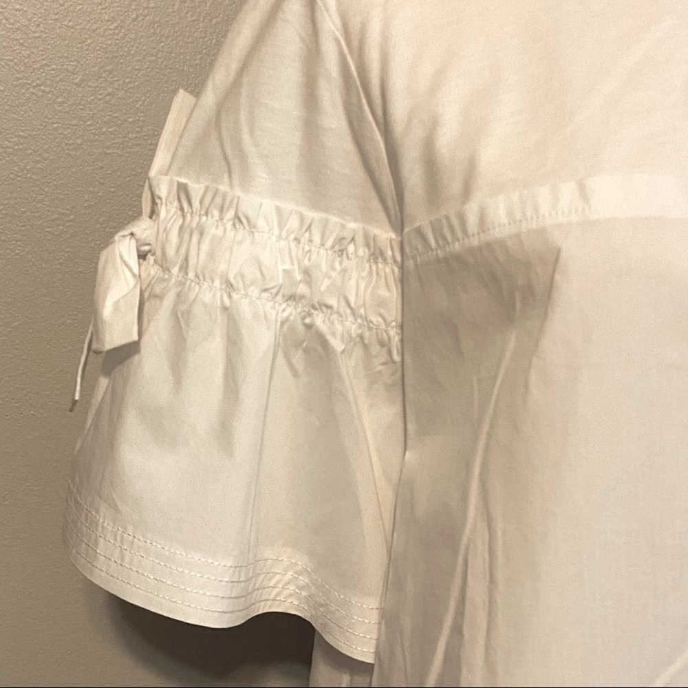 Banana Republic white short sleeve blouse top toe sleeves size large - Picture 3 of 8